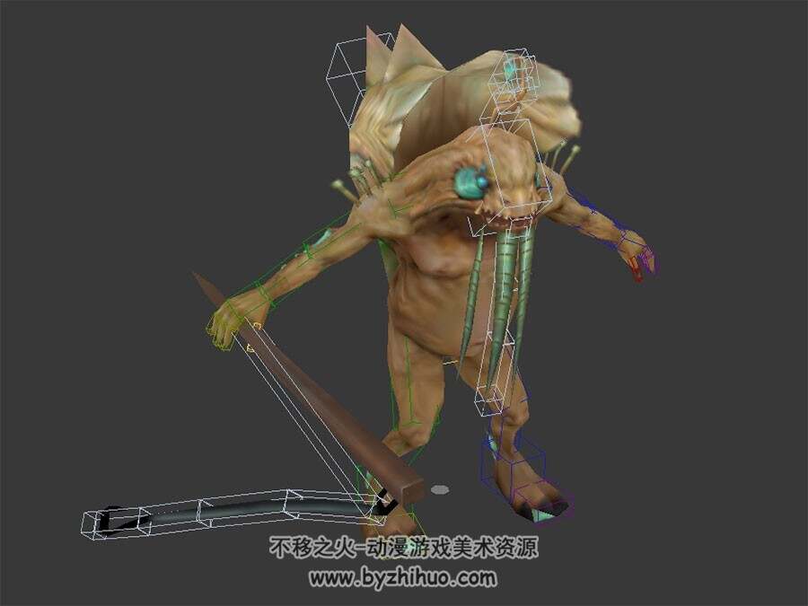 游戏生物海怪小兵3DMax模型免费下载 带绑定