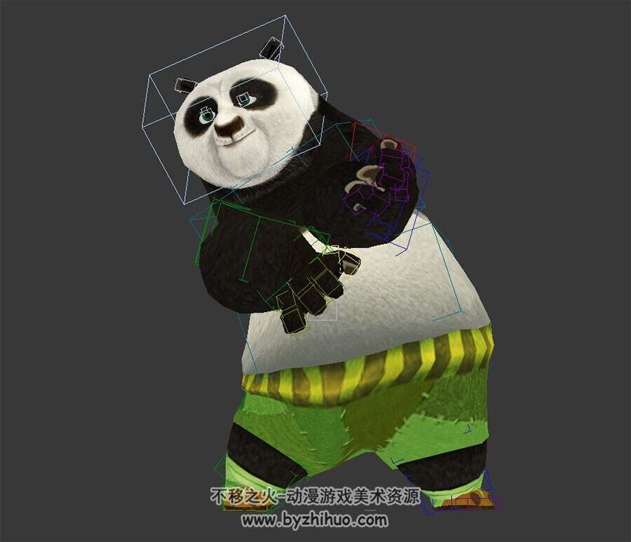 会打醉拳的熊猫人3DMax模型 带绑定一套武打动作下载