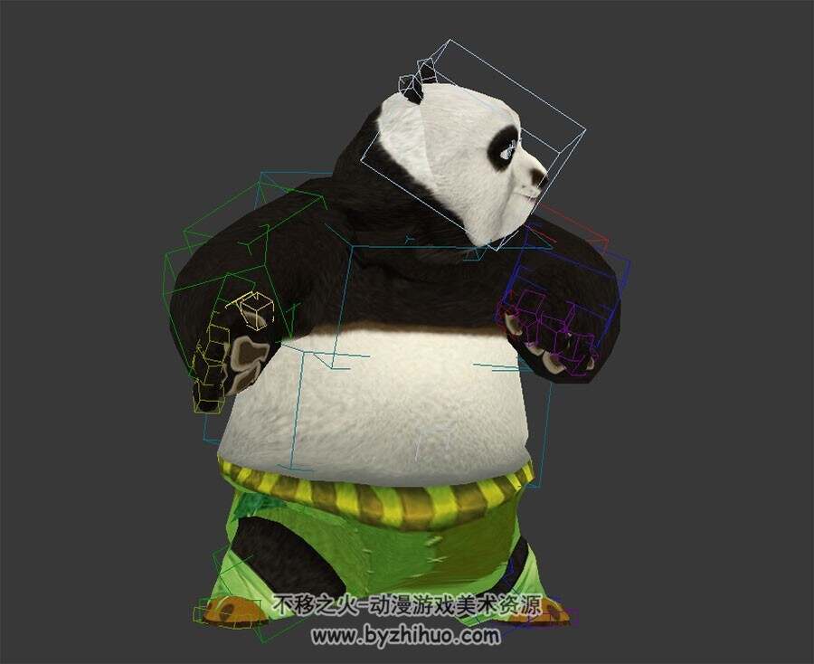 会打醉拳的熊猫人3DMax模型 带绑定一套武打动作下载