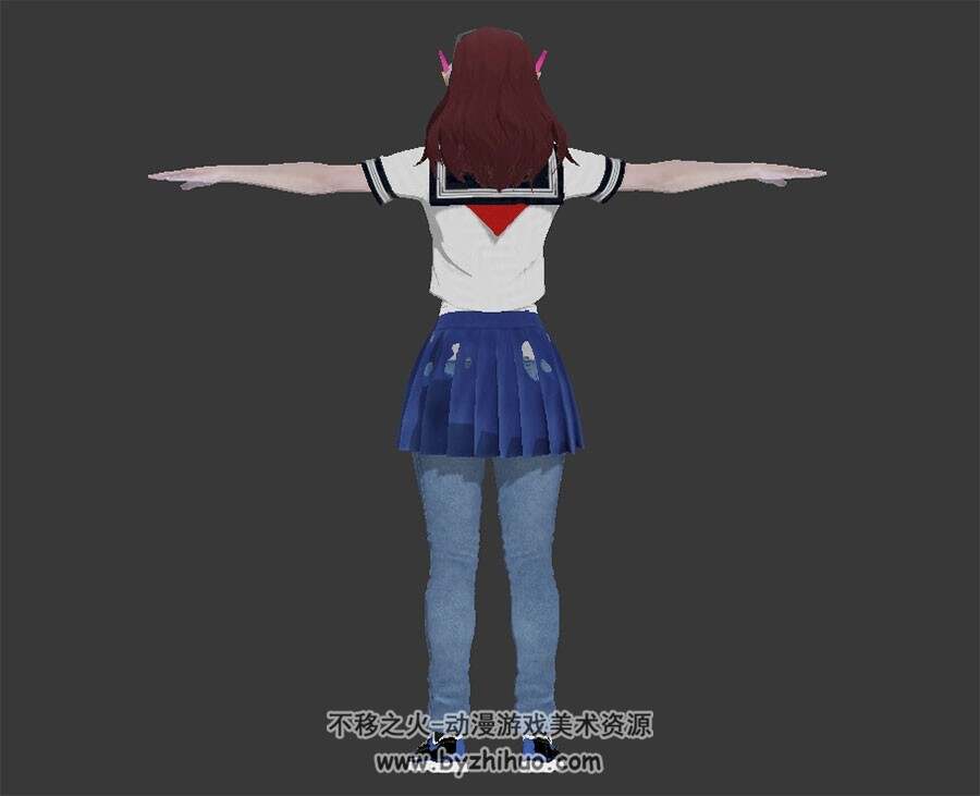 D.va 守望先锋游戏角色人物3DMax OBJ格式模型分享带绑定下载