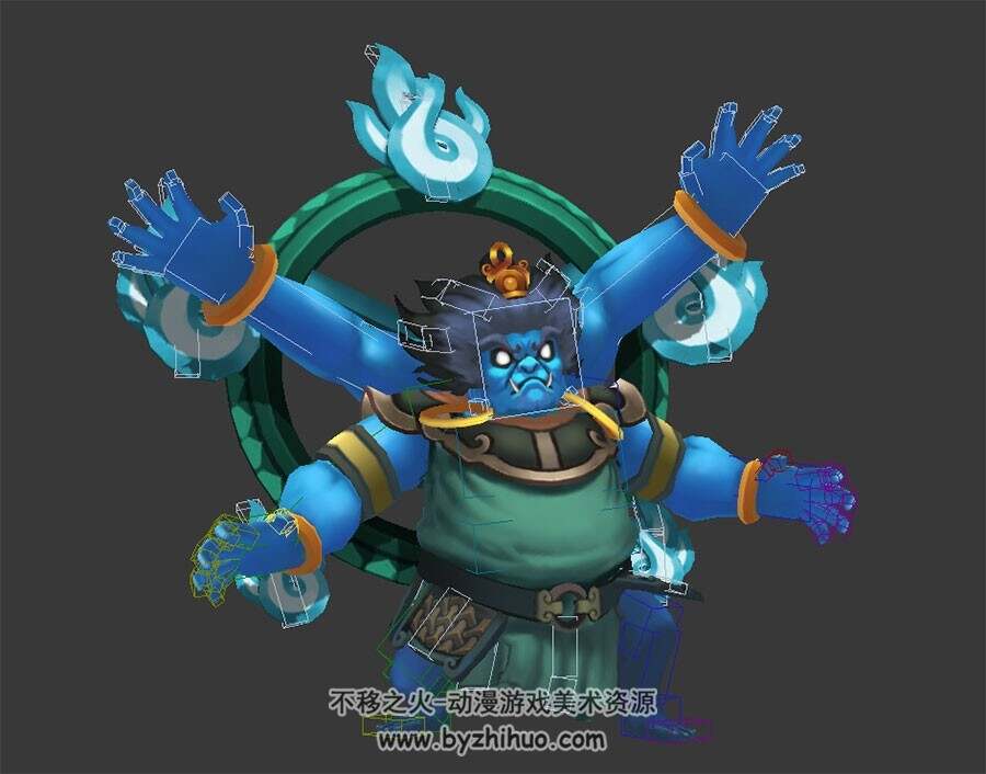 中式仙侠类游戏角色BOSS3DMax模型 带绑定全套动作下载