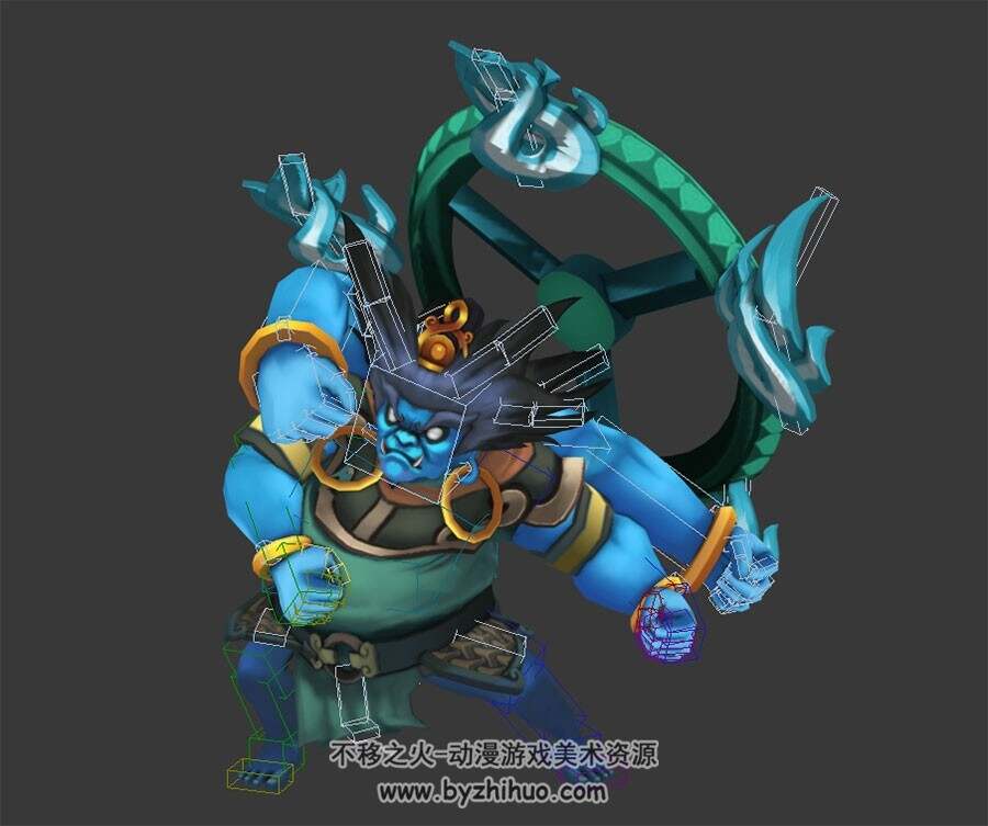 中式仙侠类游戏角色BOSS3DMax模型 带绑定全套动作下载