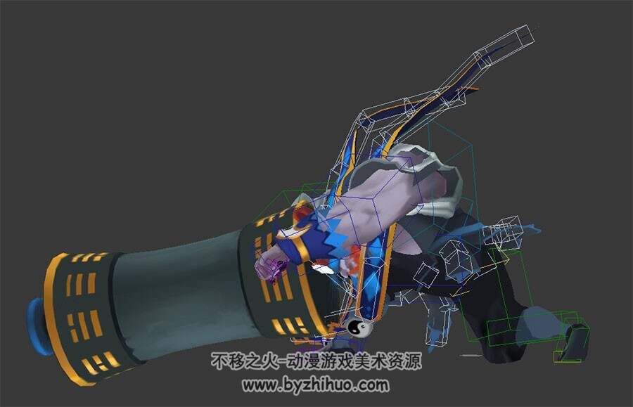 中式古装游戏锤子男3DMax模型带绑定行走攻击待机下载
