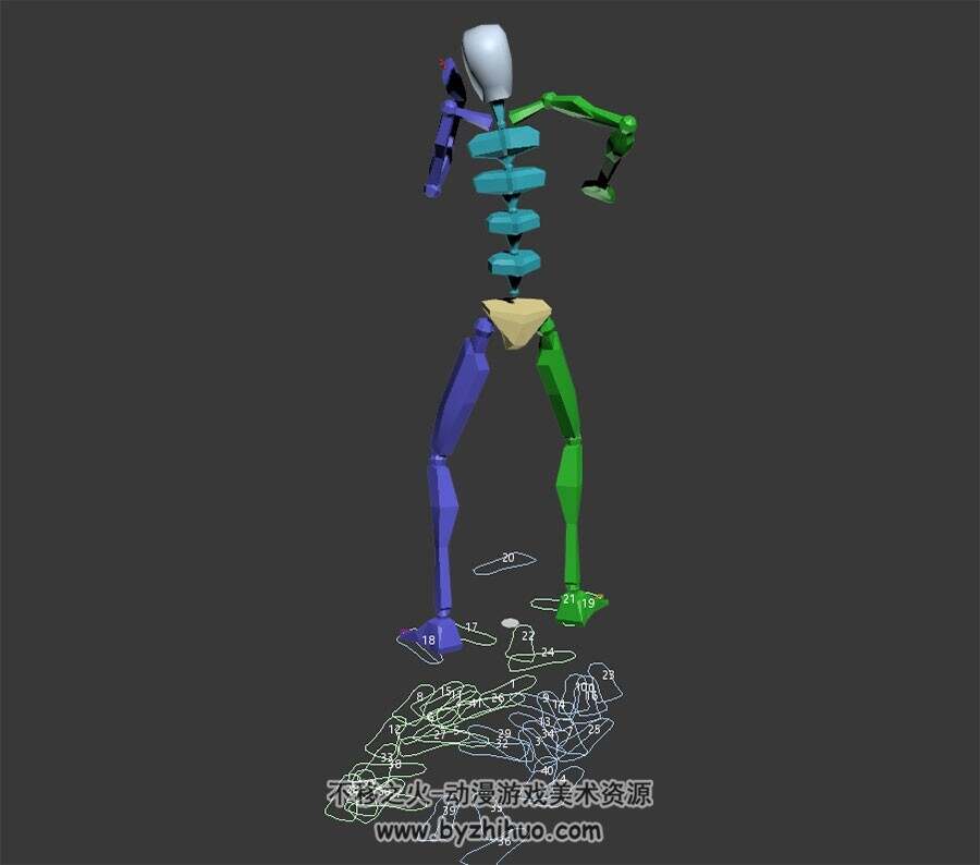 自嗨舞蹈骨骼3DMax模型百度云下载