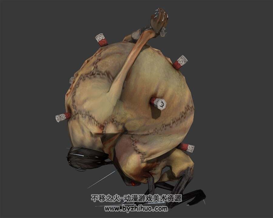 非常丑陋的怪物3DMax模型带骨骼全套动作下载