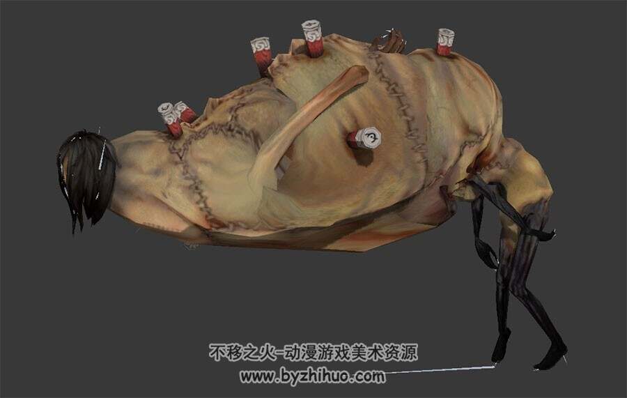 非常丑陋的怪物3DMax模型带骨骼全套动作下载