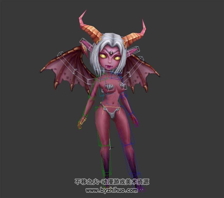 Q版小吸血鬼3DMax模型带绑定全套动作下载