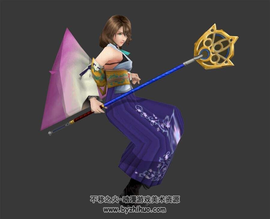 游戏经典角色尤娜3DMax模型下载 带骨骼全套动作分享