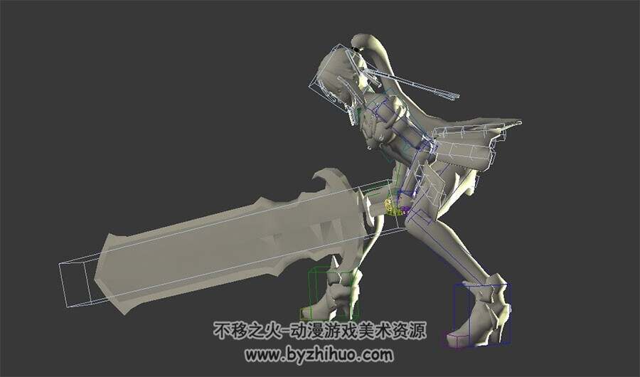 游戏角色重剑重力表现动作参考3DMax模型带绑定下载