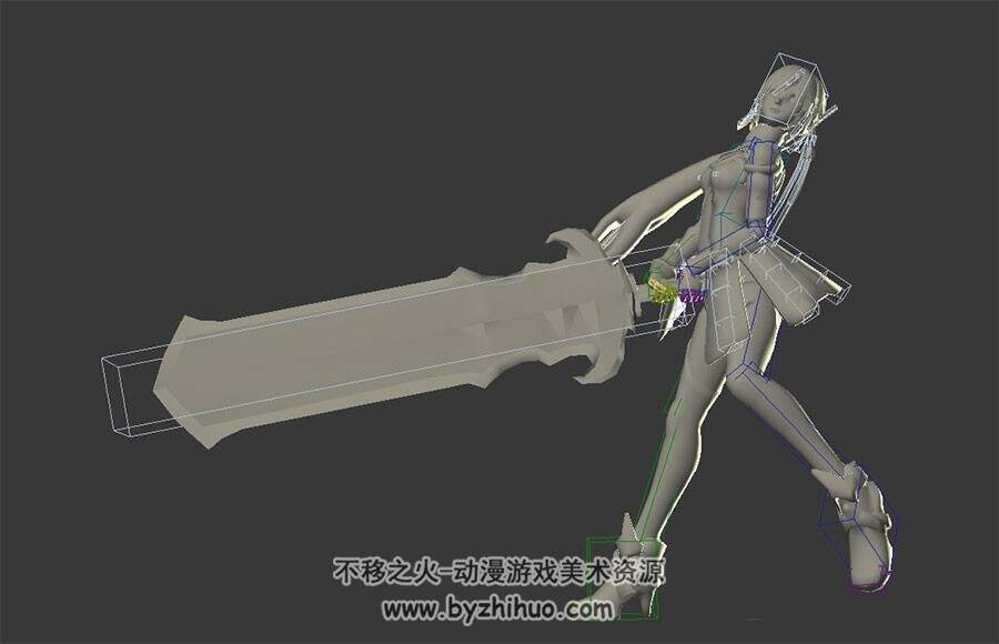 游戏角色重剑重力表现动作参考3DMax模型带绑定下载