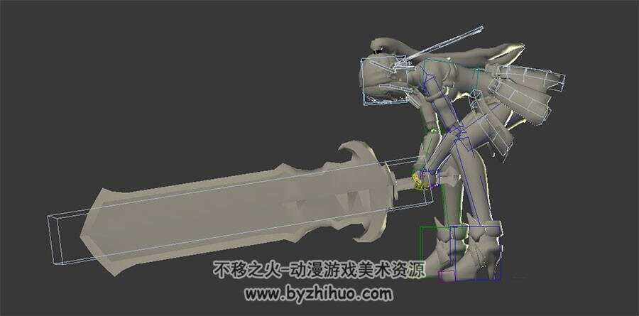 游戏角色重剑重力表现动作参考3DMax模型带绑定下载