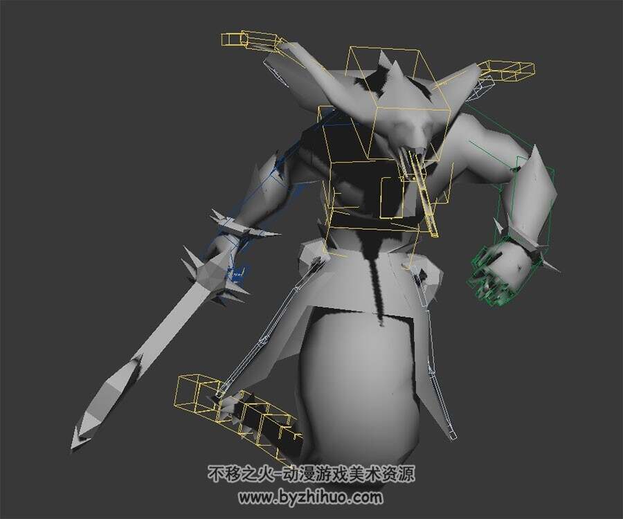 玄幻类游戏怪物妖怪蟒人战士3DMax模型带绑定全套动作下载