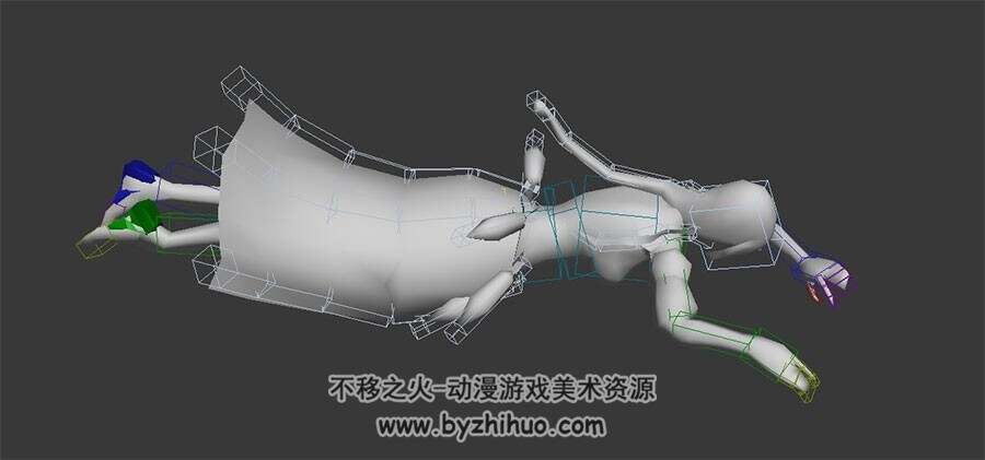 魔幻风游戏角色人物女性悬浮法师3DMax模型带绑定全套动作下载