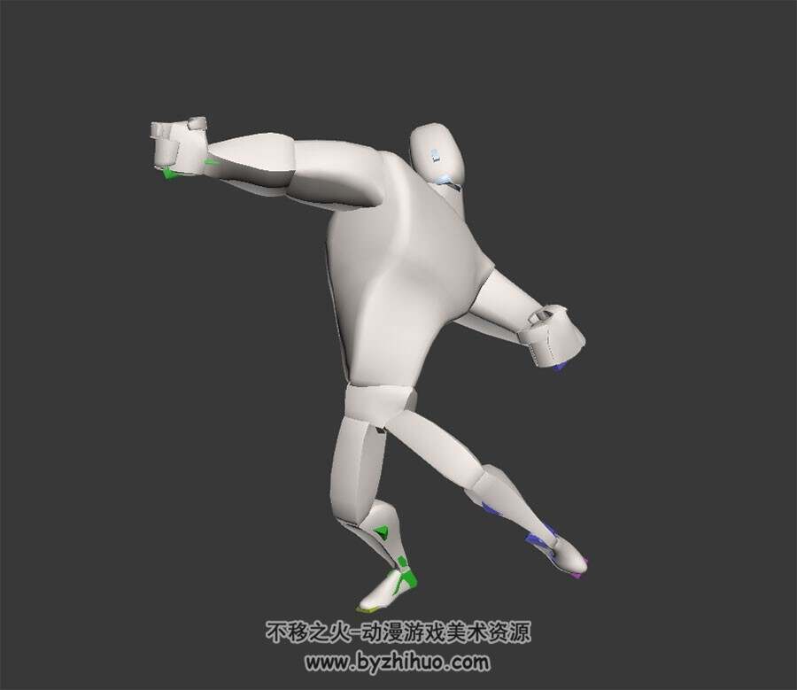 中国经典武术招式醉拳3DMax模型带骨骼动作下载