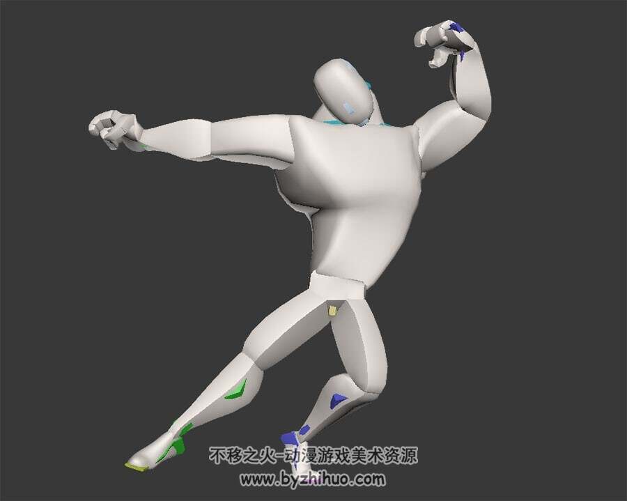 中国经典武术招式醉拳3DMax模型带骨骼动作下载