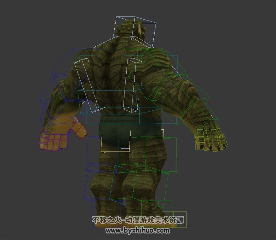 游戏生物绿皮怪物妖怪3DMax模型下载 带绑定
