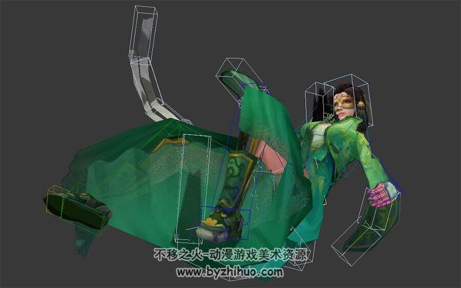 金庸群侠传武侠游戏角色人物程英女NPC3DMax模型下载带绑定全套动作