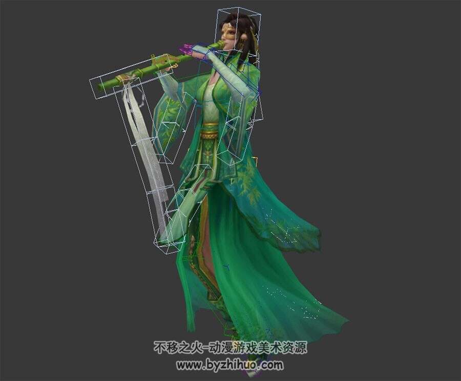 金庸群侠传武侠游戏角色人物程英女NPC3DMax模型下载带绑定全套动作