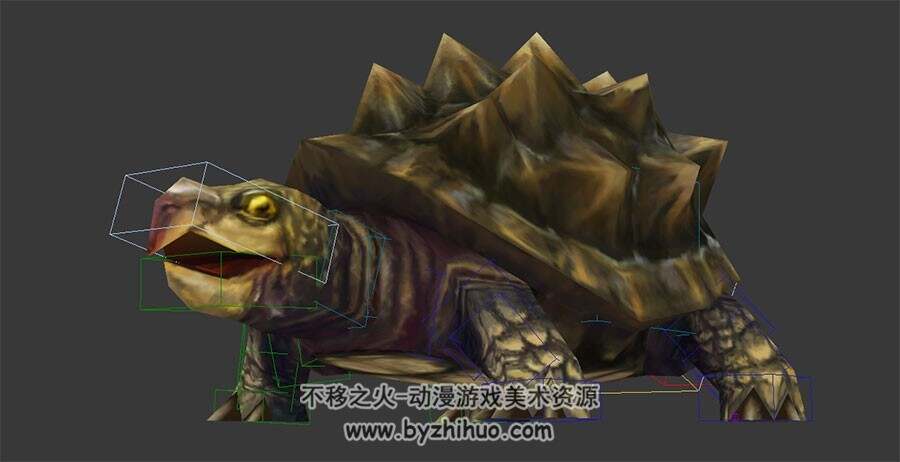 游戏动物生物山林龟王3DMax模型 带绑定全套动作下载