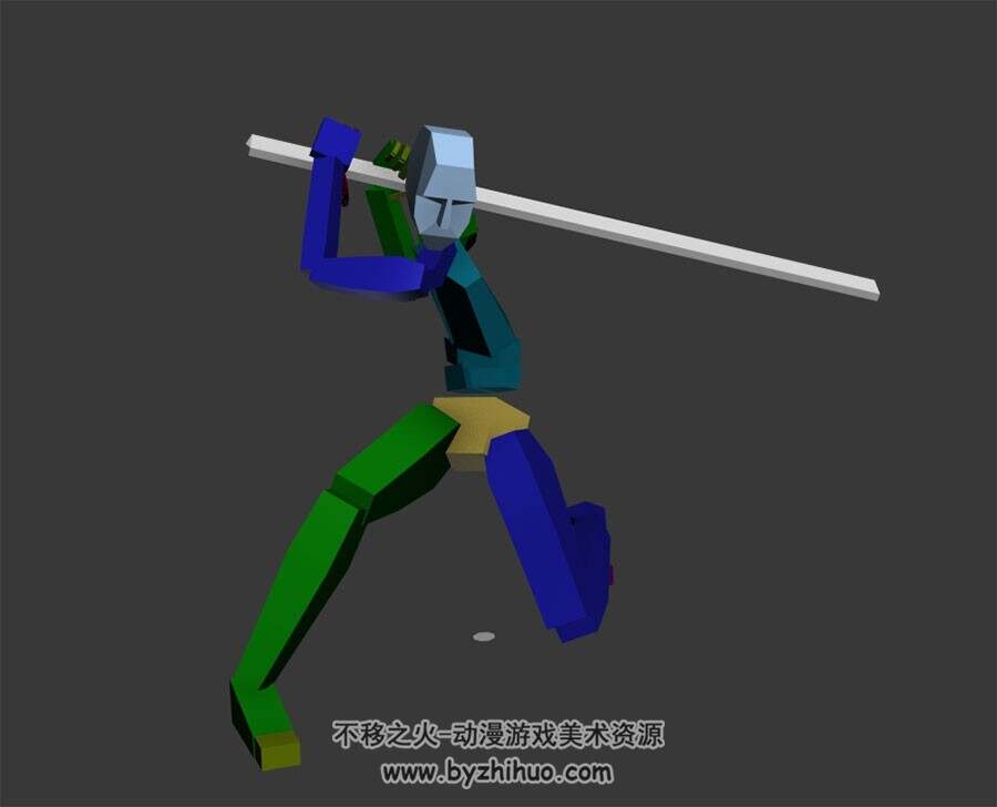 冷兵器剑法攻击骨骼动作3DMax模型下载