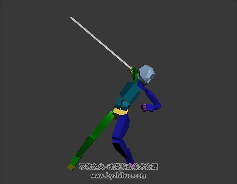 冷兵器剑法攻击骨骼动作3DMax模型下载