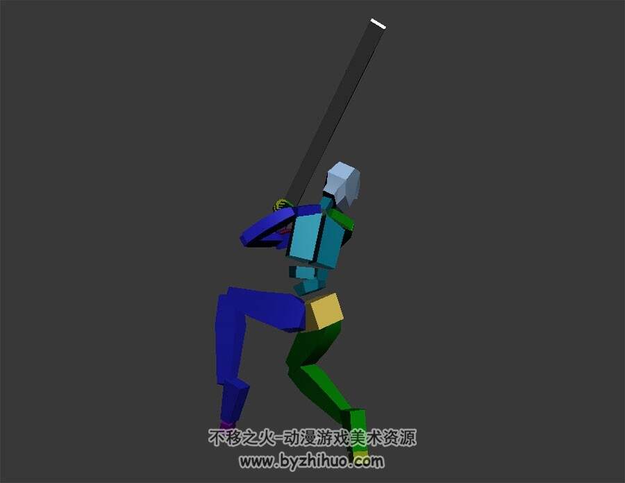 冷兵器剑法攻击骨骼动作3DMax模型下载