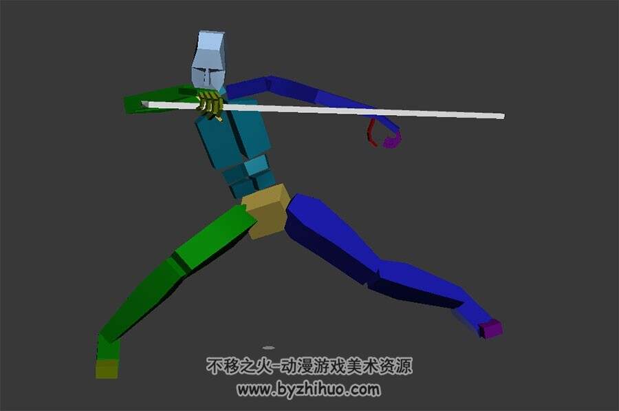 冷兵器剑法攻击骨骼动作3DMax模型下载