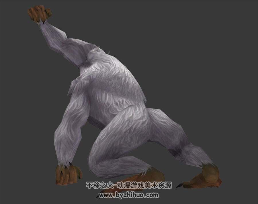 游戏动物妖兽白猿猩猩泰山3DMax模型带骨骼全套动作下载