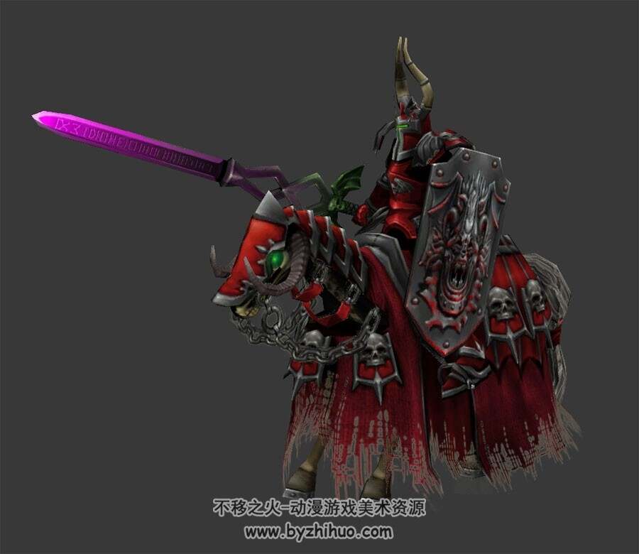 西方古装暗黑铠甲战士及战马3DMax模型全套动作下载