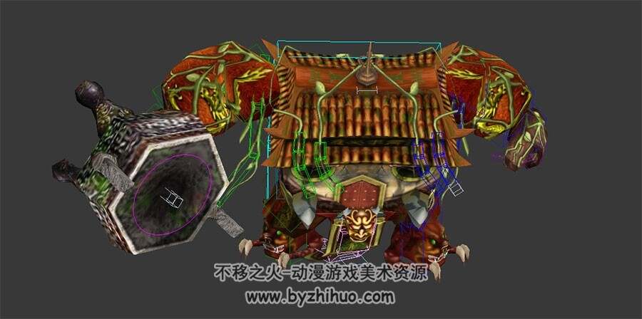 中式玄幻类游戏廟魔3DMax模型带绑定全套动作下载