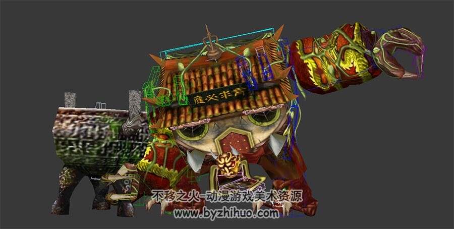 中式玄幻类游戏廟魔3DMax模型带绑定全套动作下载