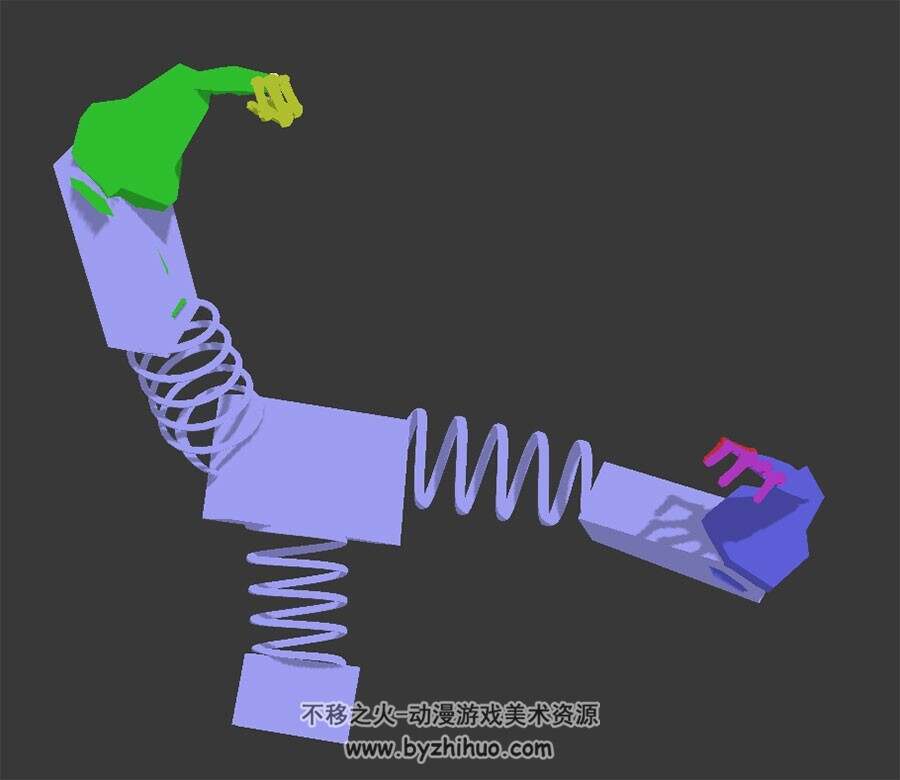 奇幻游戏弹簧人3DMax模型带骨骼攻击动作下载