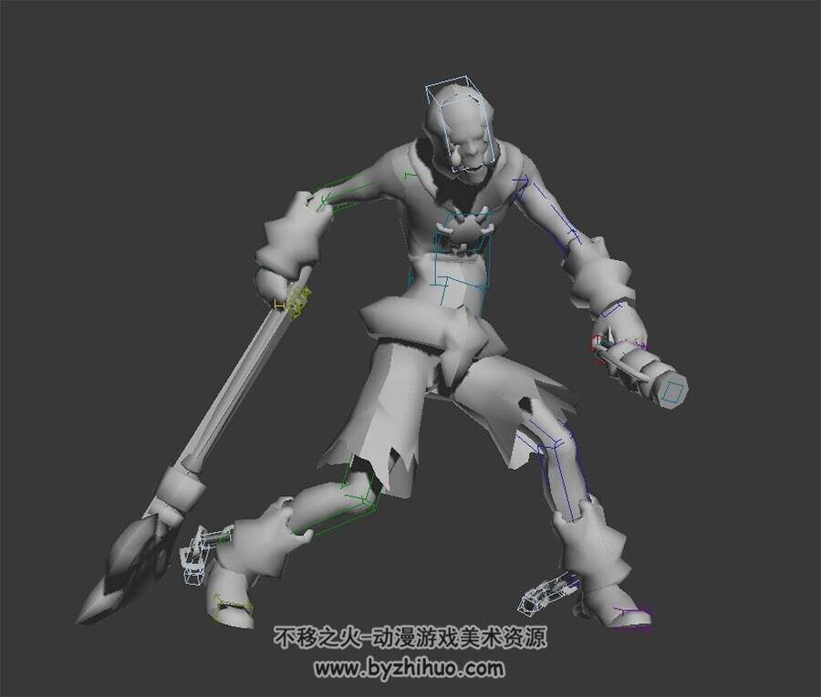 骷髅矿工行走动作3DMax模型下载 无贴图