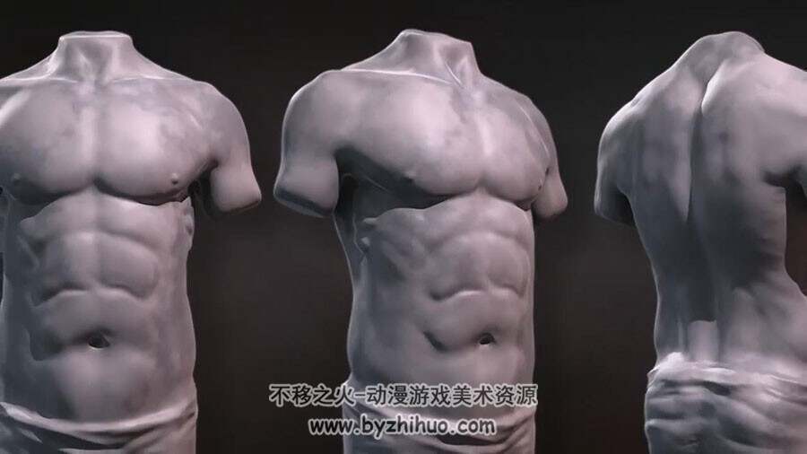 ZBrush 雕刻男性人体躯干视频教程 附源文件