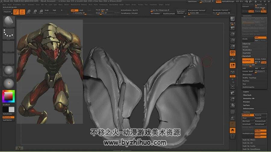 Zbursh 外星战士雕刻科幻角色视频教程 附源文件