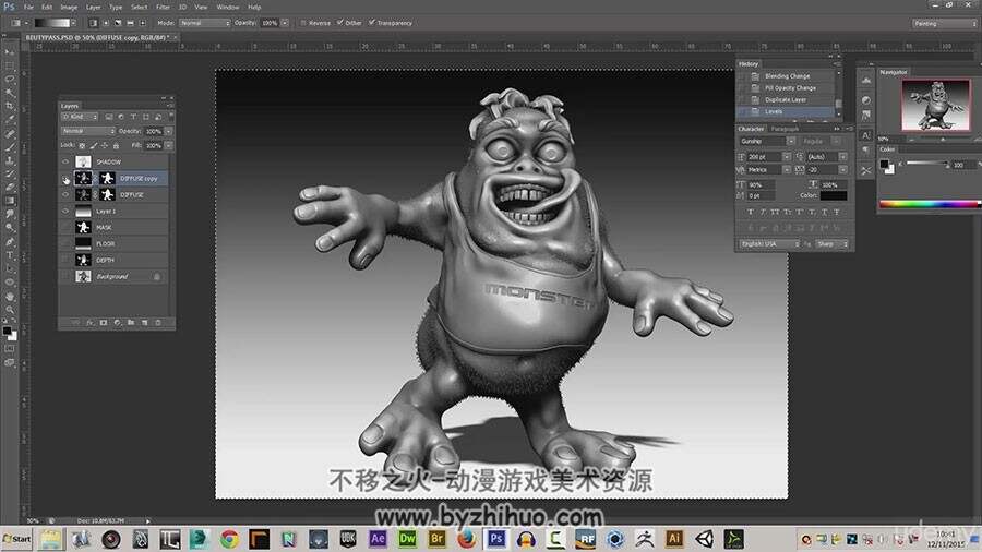 ZBrush 雕刻教程 怪兽模型雕刻视频教程