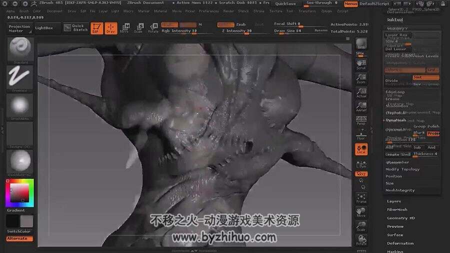 ZBrush怪物雕刻教程 女妖恶灵模型制作视频教学