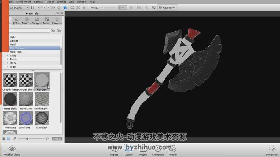 ZBrush道具雕刻教学 游戏斧头制作视频教程 附源文件