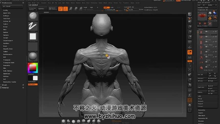 Zbrush 人体雕刻教程 肌肉雕刻数字艺术教程视频