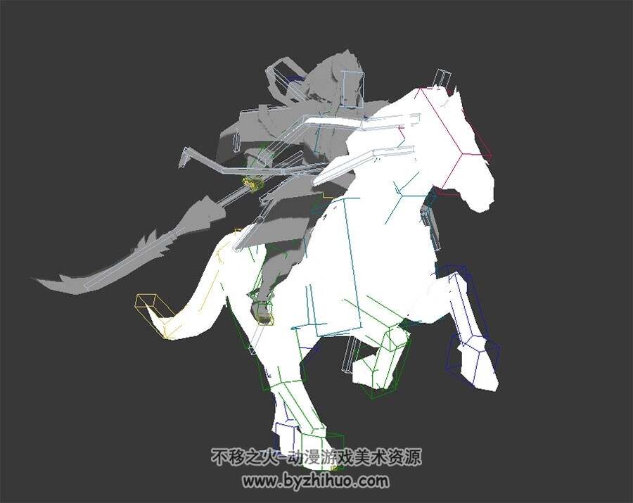 武侠江湖骑马的潇洒男子3DMax模型带绑定奔跑动作下载