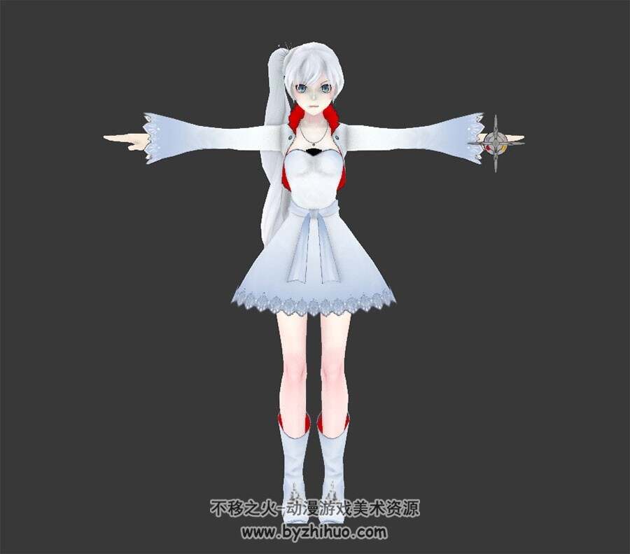 白发女孩剑士带兵器3DMax模型下载
