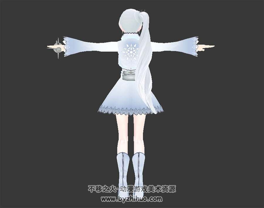 白发女孩剑士带兵器3DMax模型下载
