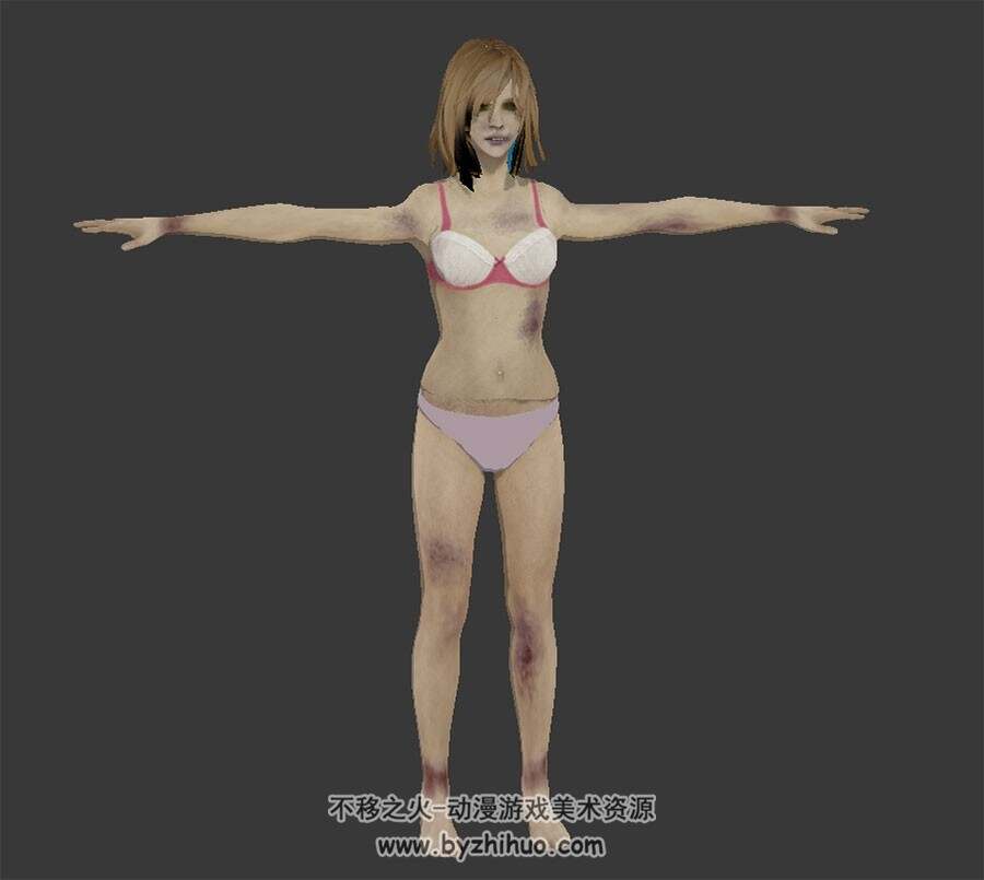 Dead Rising3丧尸围城游戏角色女3D模型FBX格式下载