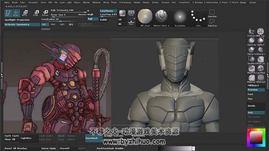 ZBrush建模视频教程 科幻机甲忍者制作视频教学 附源文件