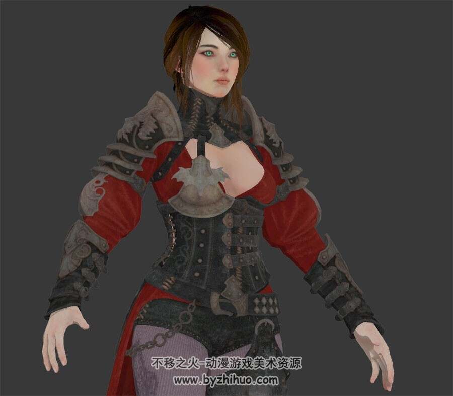 游戏次时代角色人物青眼女骑士3DMax高精模型下载