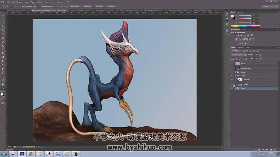 ZBrush模型雕刻视频教程 科幻生物概念雕刻视频教学 附源文件