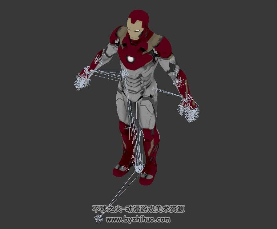 漫威英雄人物钢铁侠3DMax模型带绑定下载