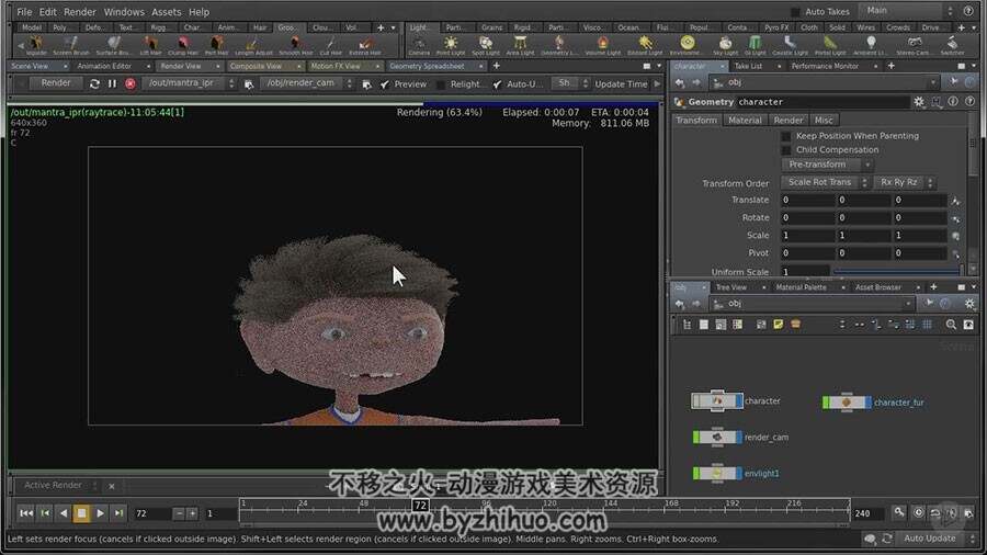 Houdini15视频教程 角色毛发制作视频教学 附源文件