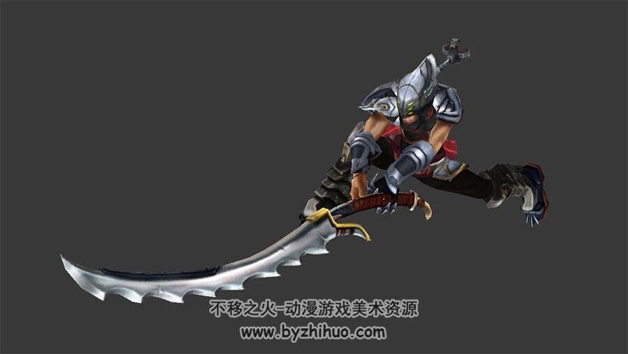 欧美游戏角色剑士铠甲男人全套动作3DFBX模型下载