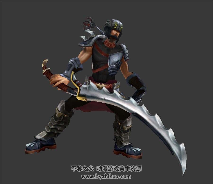 欧美游戏角色剑士铠甲男人全套动作3DFBX模型下载